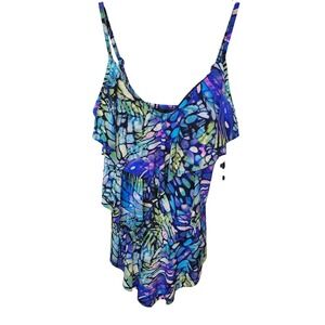 Magicsuit by Miraclesuit colorful tiered slimming tanki swimsuit top NWT